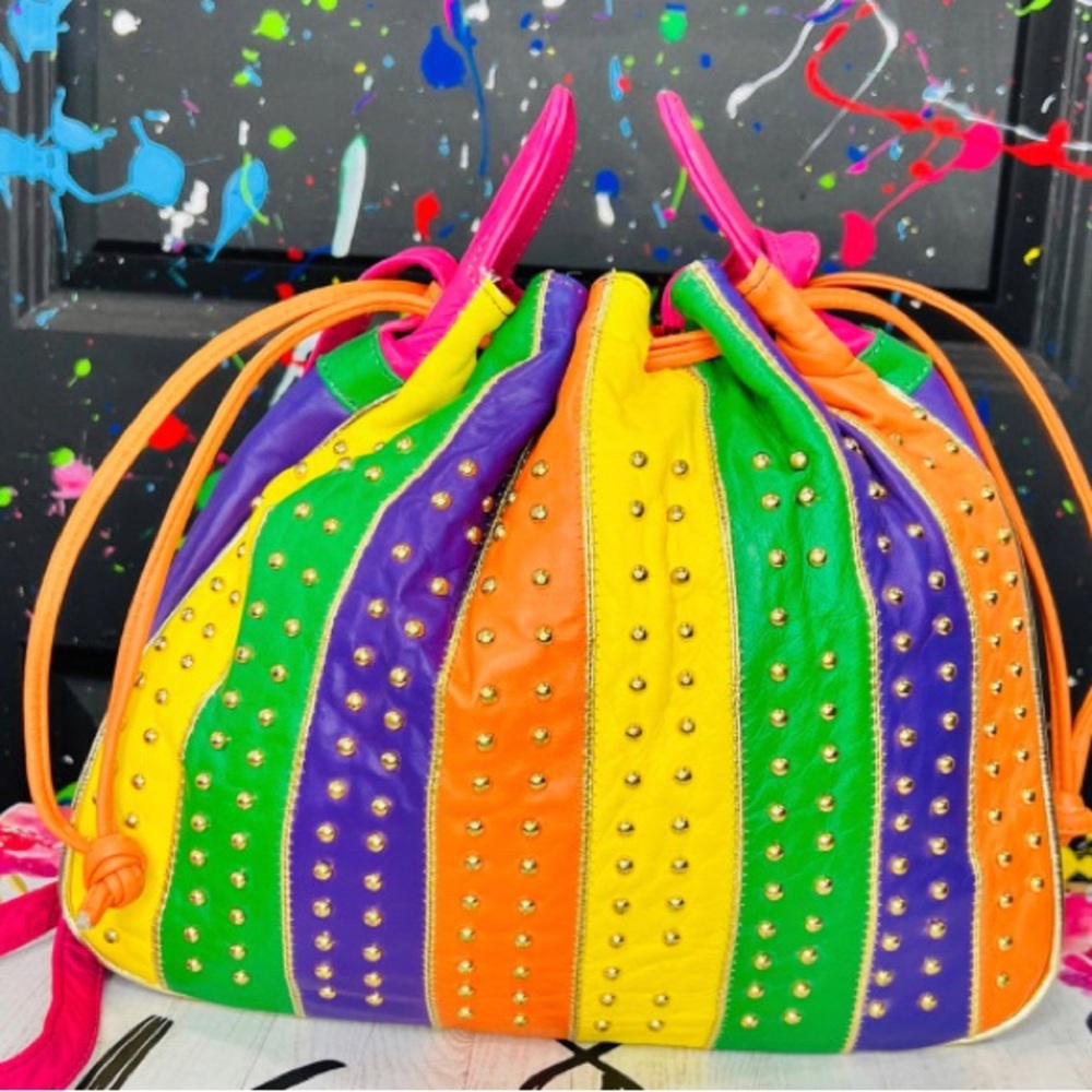 Jeweled Colorblock 80s drawstring/crossbody bag